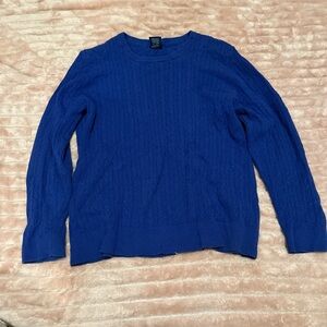 Basic Editions Women's Royal Blue Cable Crewneck Sweater